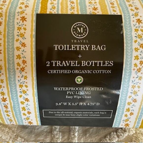 New Martha Stewart Travel Toiletry Case Yellow Bag with 2 Travel Bottles - Picture 6 of 6